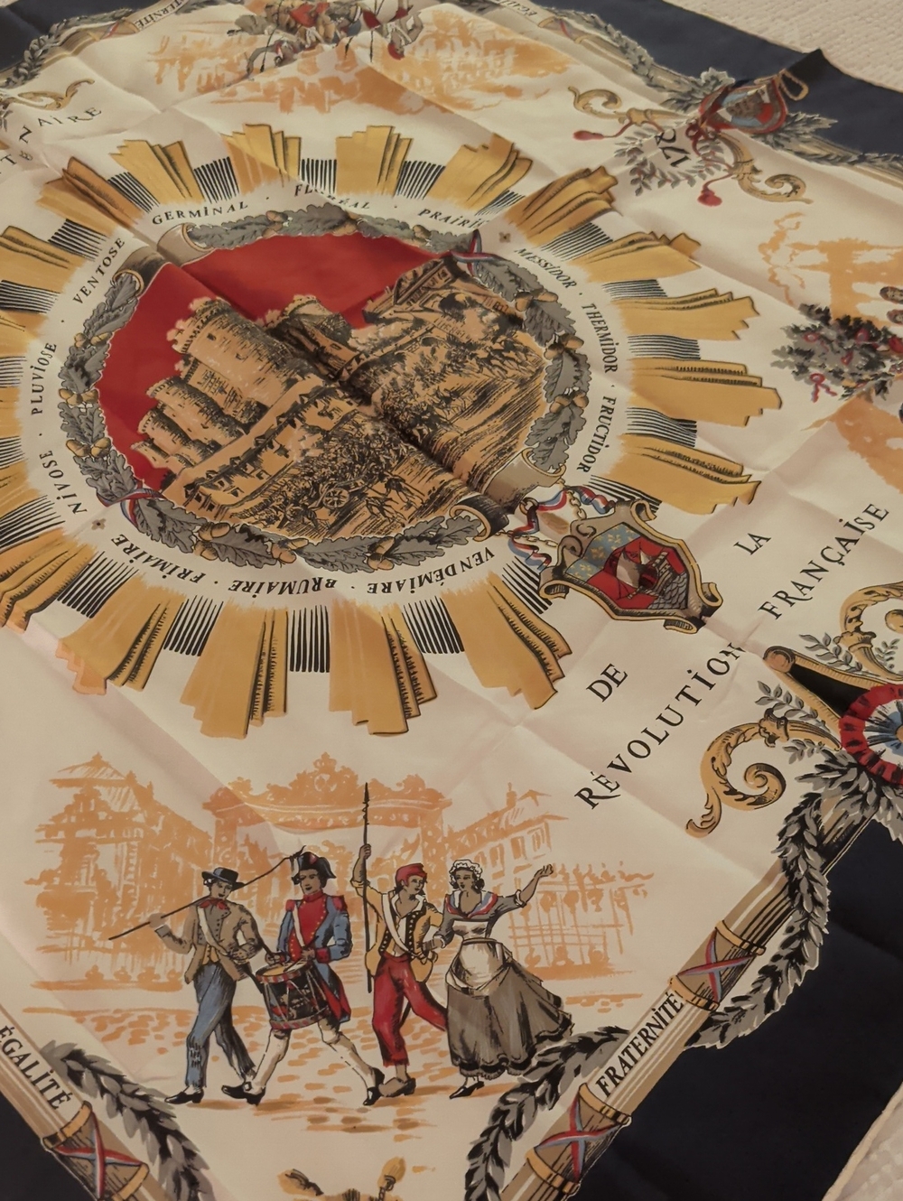 Vintage Prestine Silk Baccarat Lyons 1989 French Revolution Bicentennial Scarf